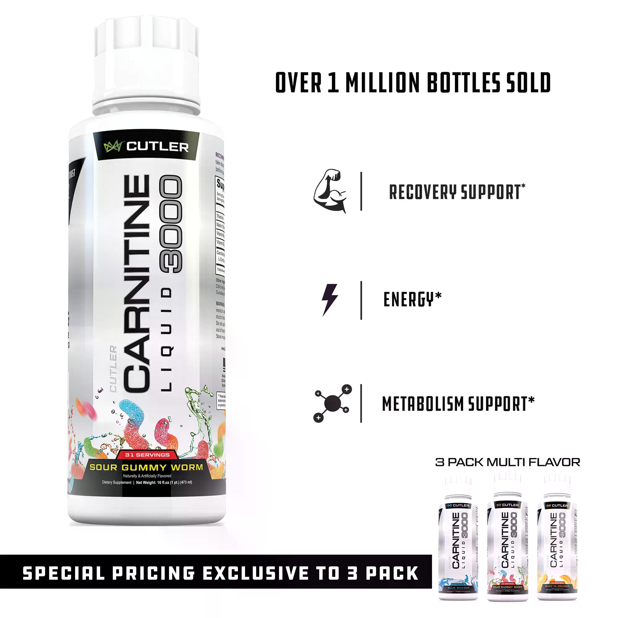 Nutrition Fitness Supplements - Жидкий карнитин Cutler Nutrition 3000 для
