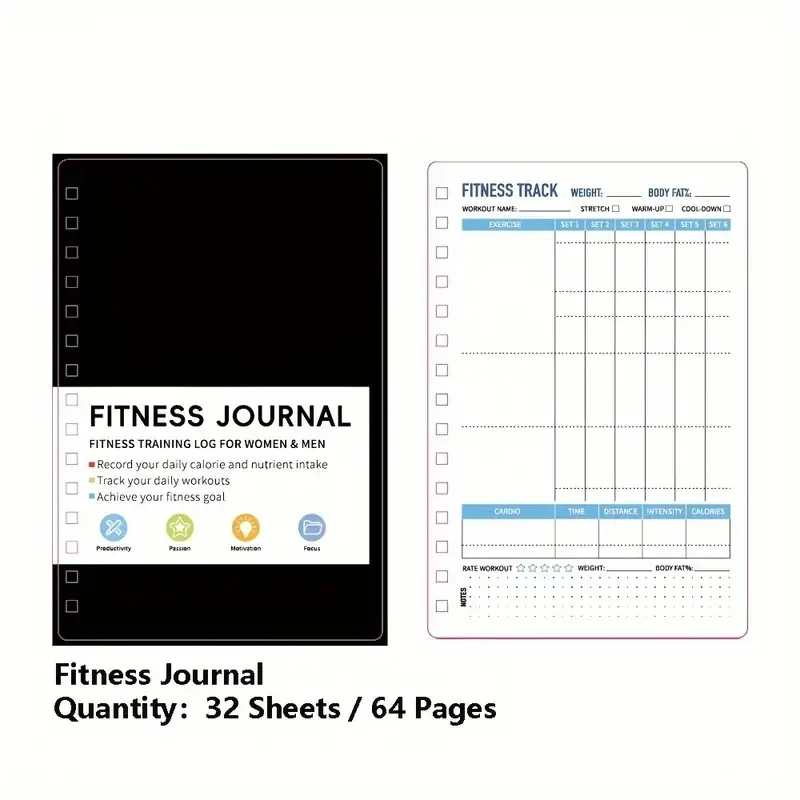 Fitness Nutrition Journal - Спиральный блокнот для ежедневных тренировок и