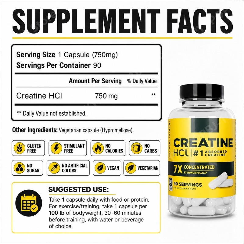 Креатин HCl 750 мг, 90 капсул, – обзор и цена Fitness With Nutrition